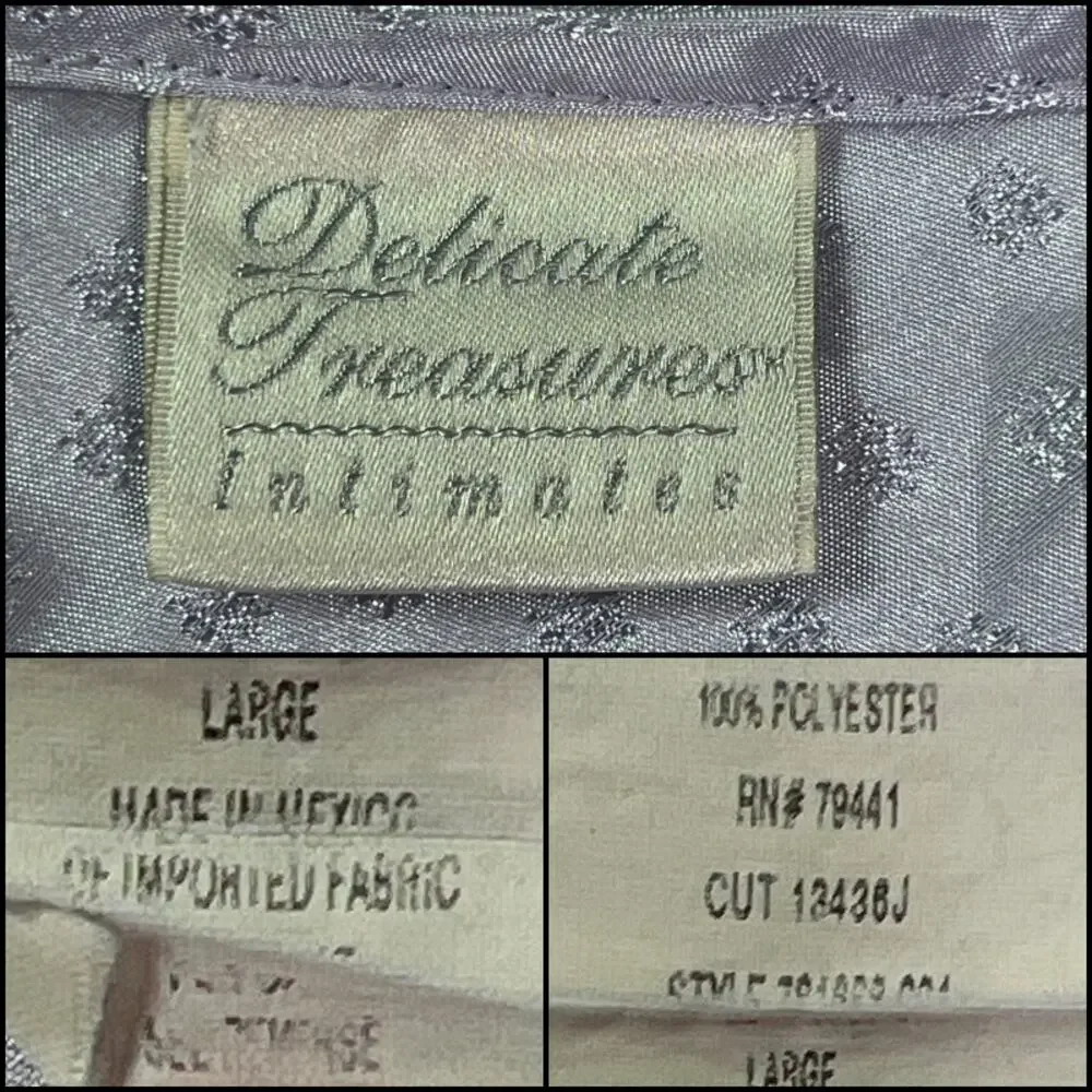 Delicate Treasures Intimates Lavender Shimmery Satin Nightie Night Gown Large
